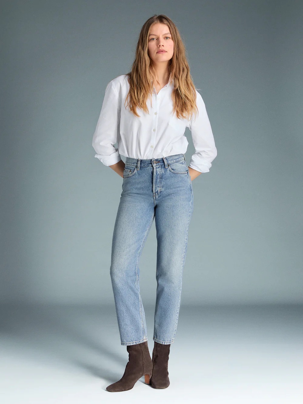 Rouje Marais Jeans Faded Blue High-Waisted Straight Jeans Size 27